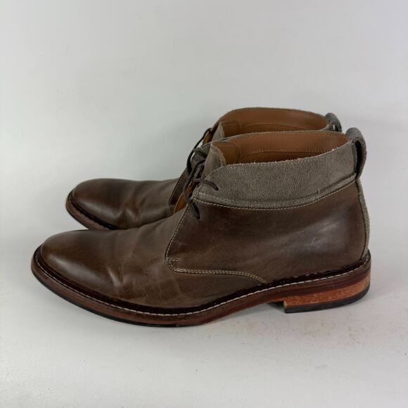 Cole Haan Chukka Boots Men\'s 9.5 Brown Leather Almond Toe Lace-Up Block Heel